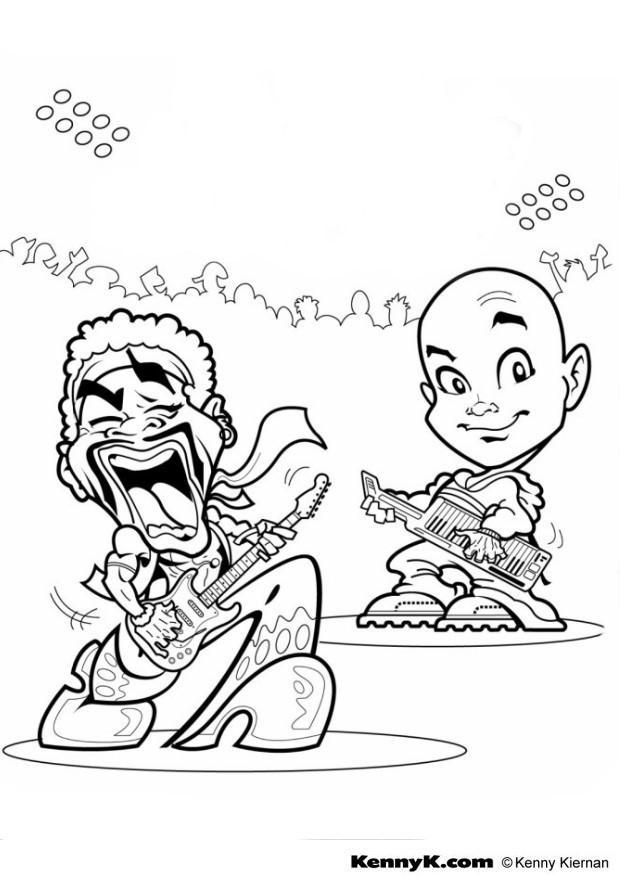 Dibujo para colorear concierto, guitarra