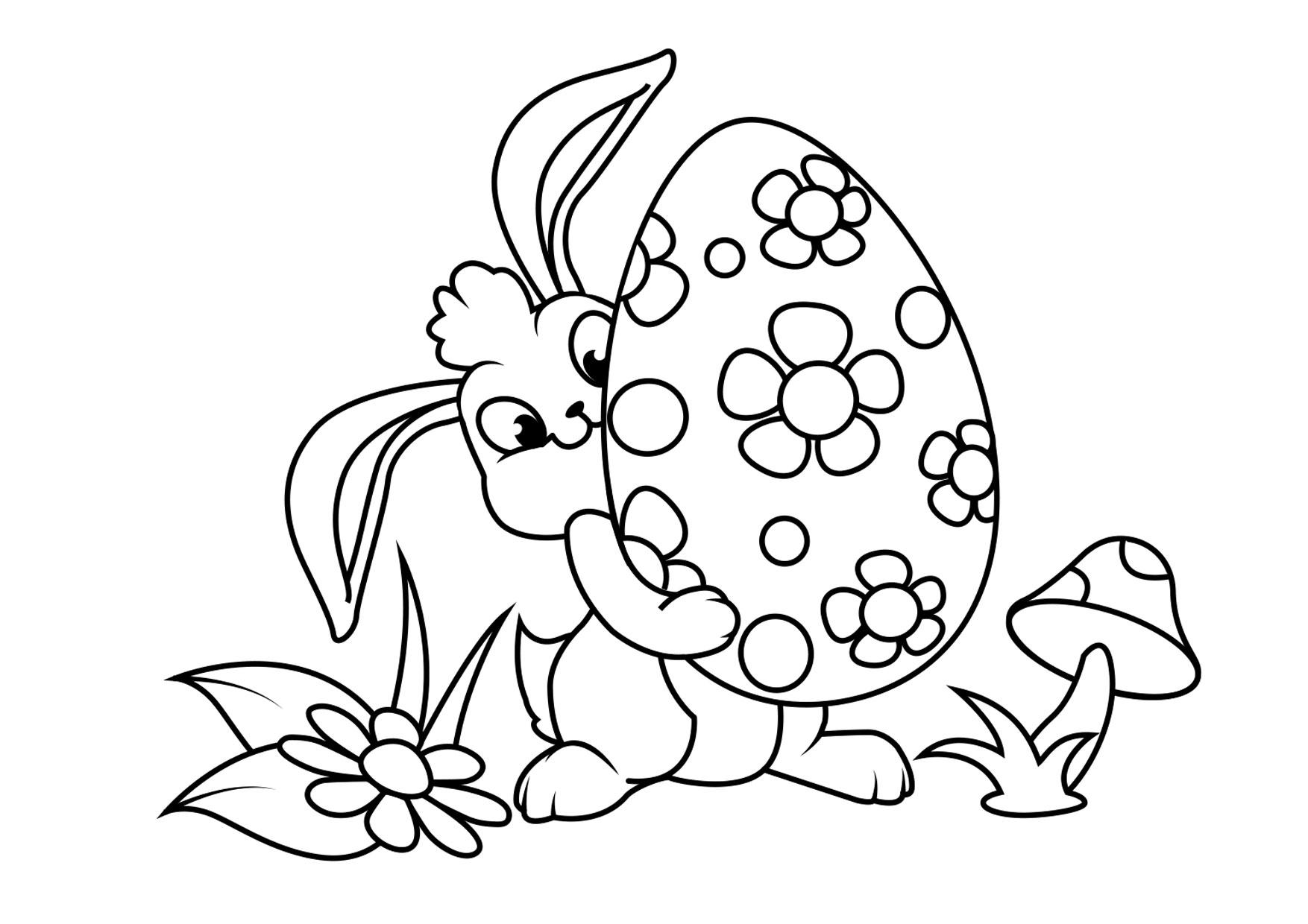 conejito de pascua con huevo de pascua Dibujo para colorear conejito de pascua con huevo de pascua