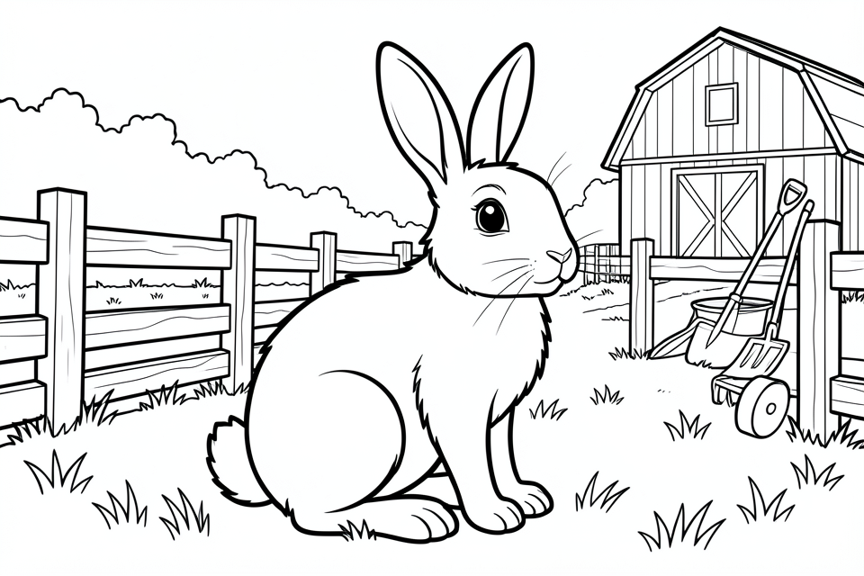 conejo en la granja Dibujo para colorear conejo en la granja