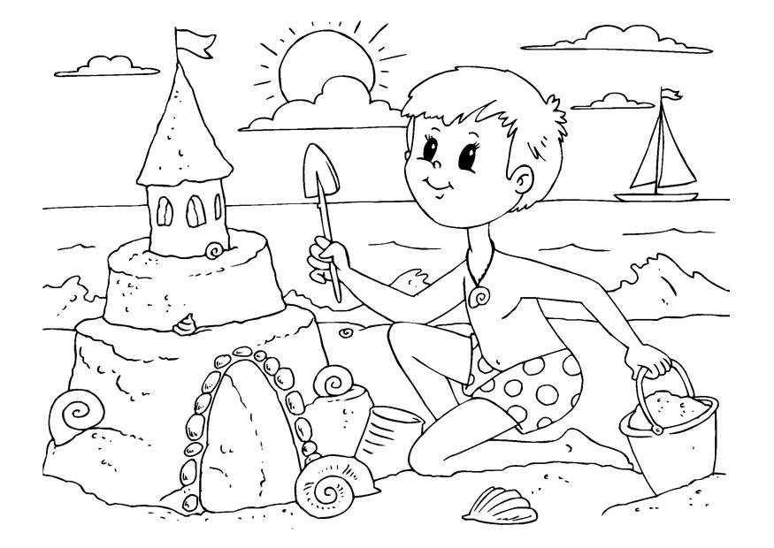 construir un castillo de arena Dibujo para colorear construir un castillo de arena