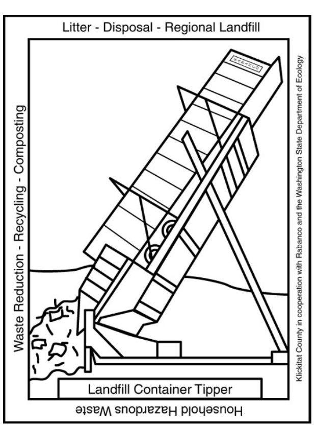 Dibujo para colorear contenedor, tratamiento de residuos