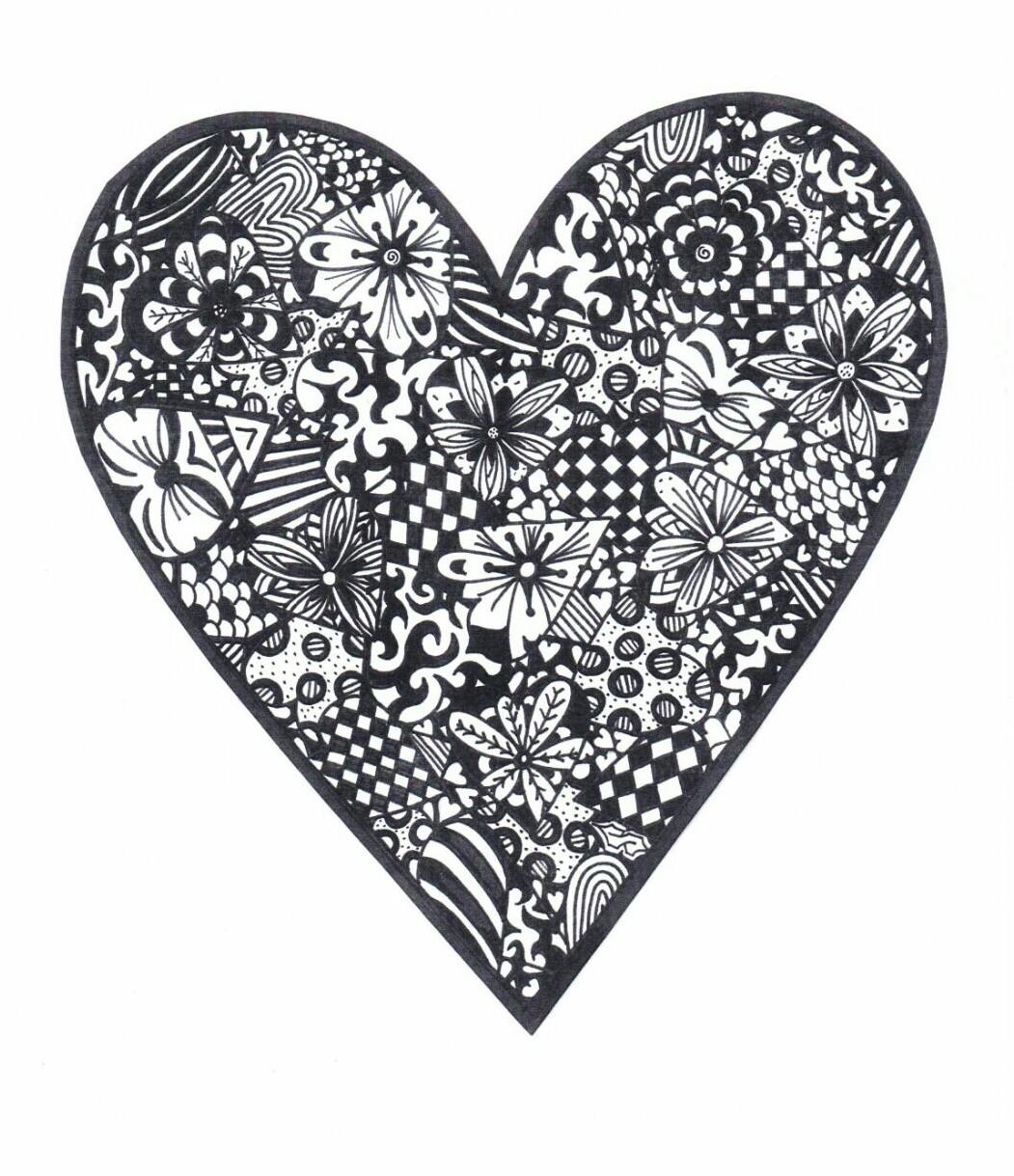 corazon con flores Dibujo para colorear corazon con flores