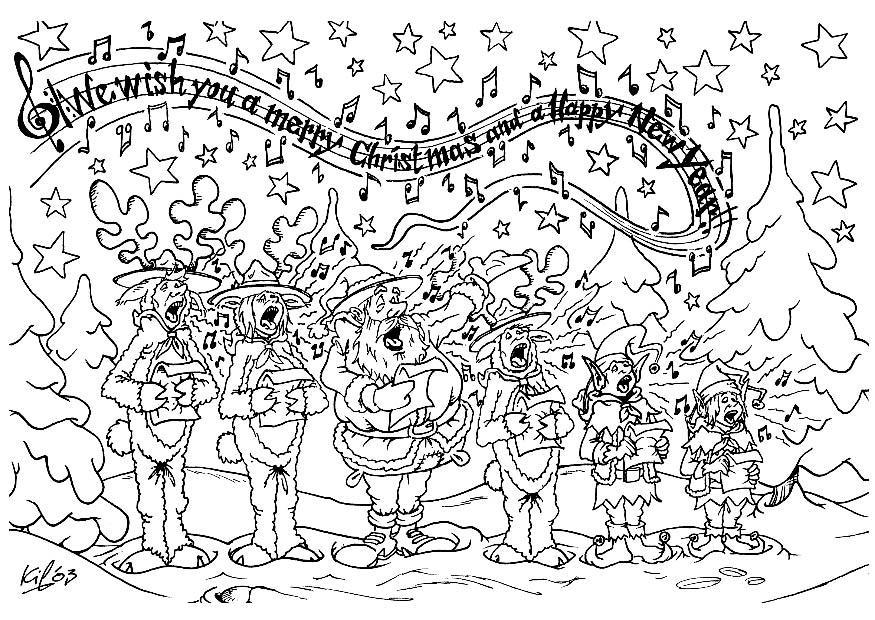 coro de navidad Dibujo para colorear coro de navidad