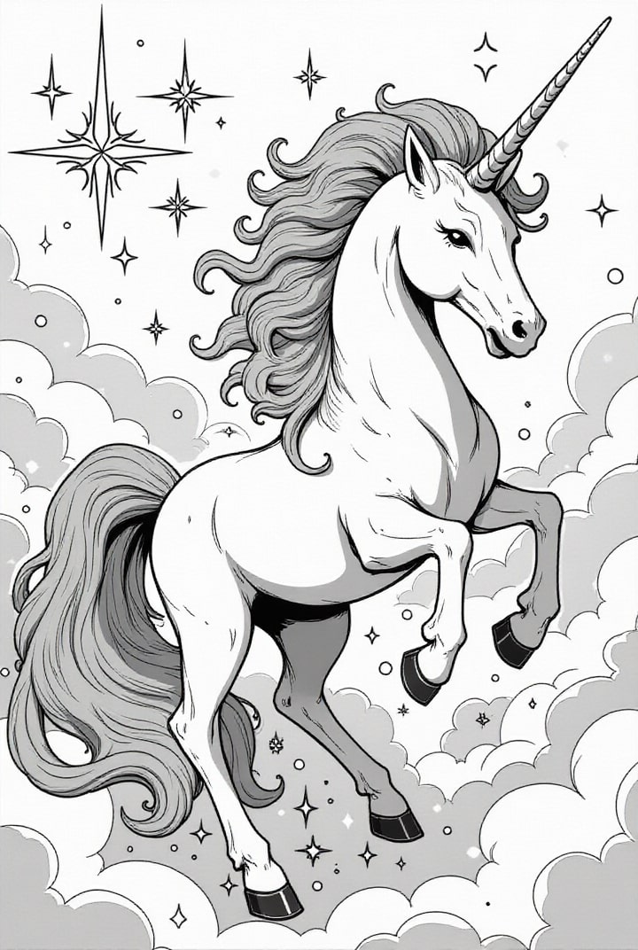 crianza de unicornios Dibujo para colorear crianza de unicornios