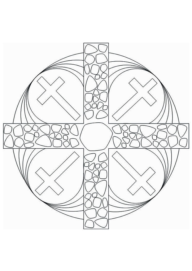 cruz mandala Dibujo para colorear cruz mandala