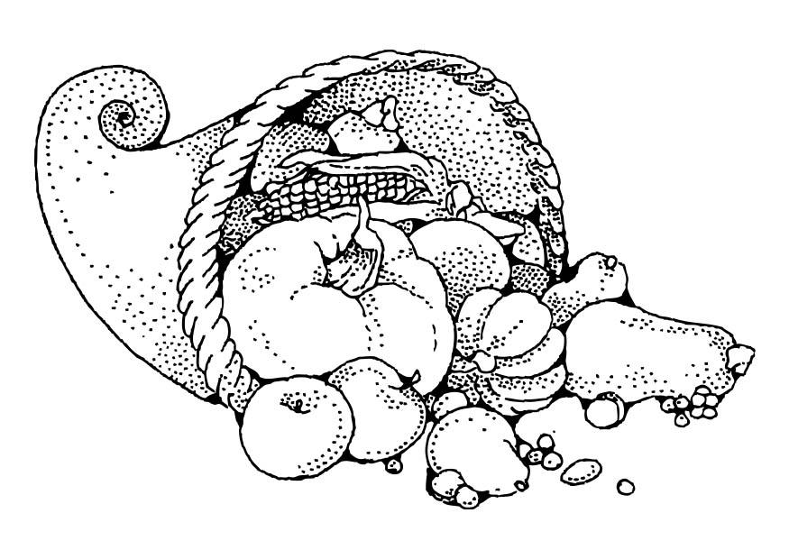 cuerno de la abundancia Dibujo para colorear cuerno de la abundancia