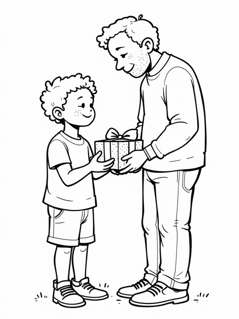 dAa del padre con paquete Dibujo para colorear dAa del padre con paquete