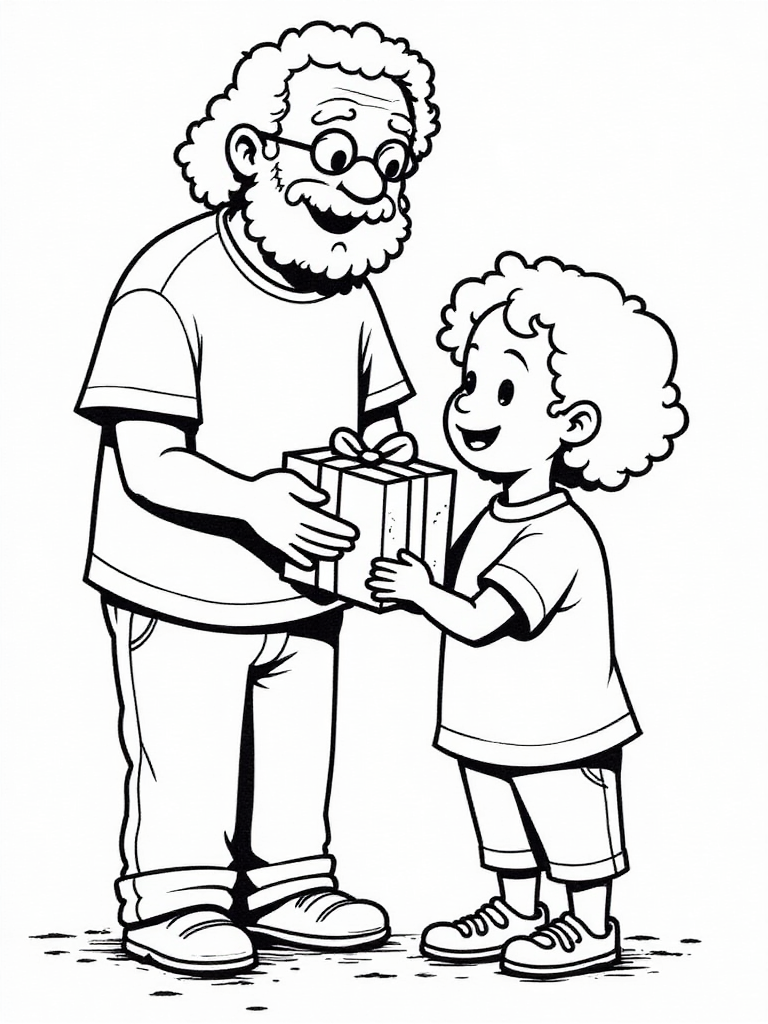 dAa del padre, padre e hijo Dibujo para colorear dAa del padre, padre e hijo