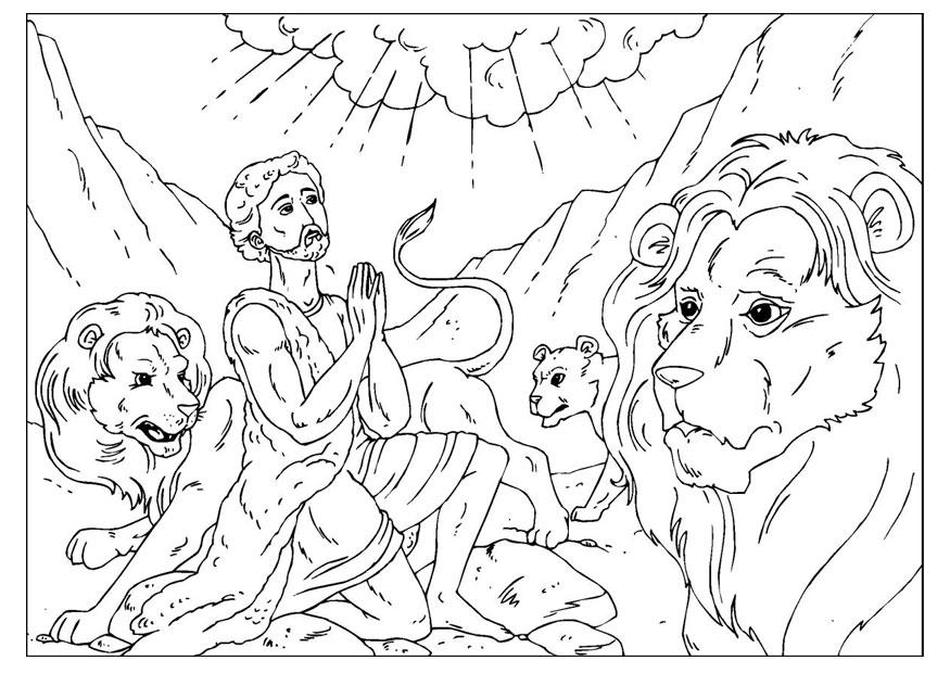 daniel en la fosa de los leones Dibujo para colorear daniel en la fosa de los leones