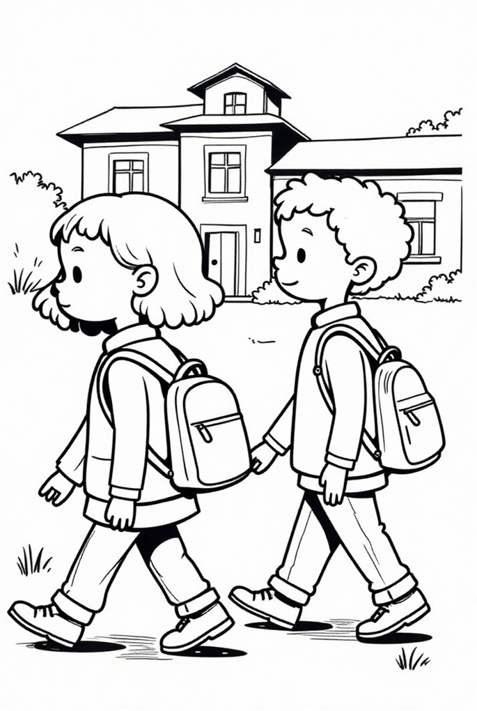 de camino a la escuela Dibujo para colorear de camino a la escuela