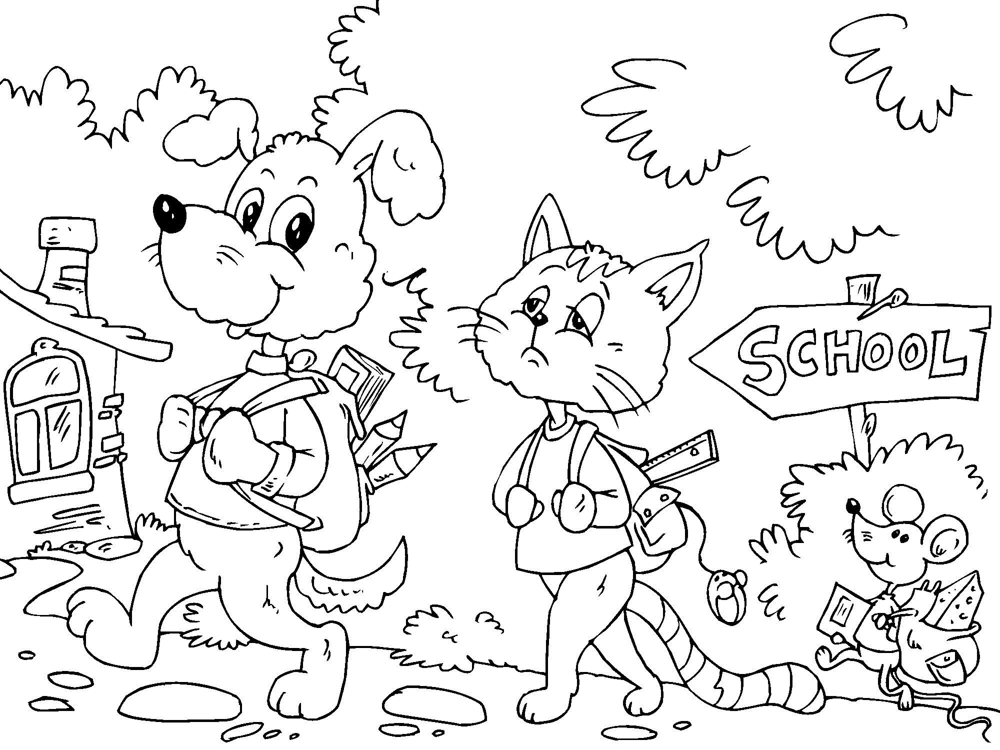 de camino al colegio Dibujo para colorear de camino al colegio
