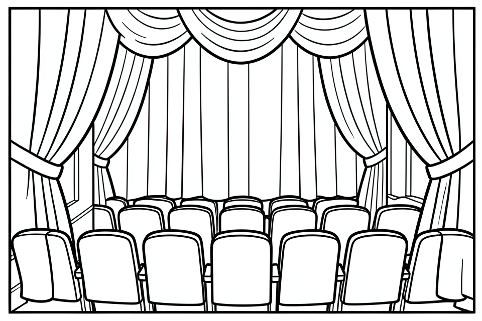 Dibujo para colorear decorado de teatro