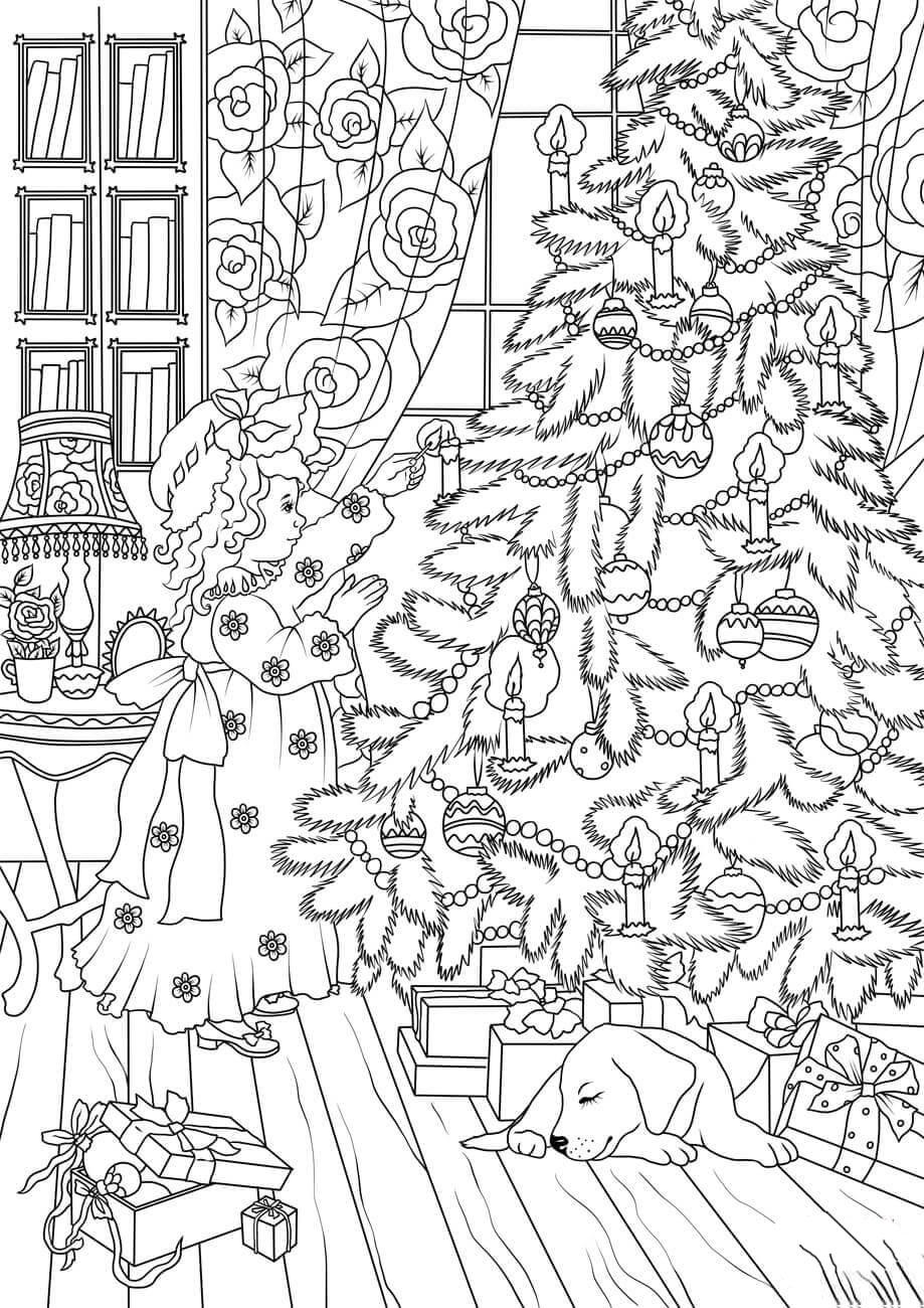 decorar arbol de navidad Dibujo para colorear decorar arbol de navidad