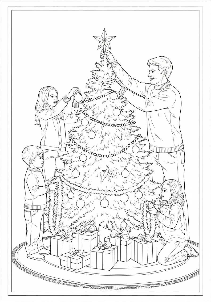 decorar el A¡rbol de navidad Dibujo para colorear decorar el A¡rbol de navidad