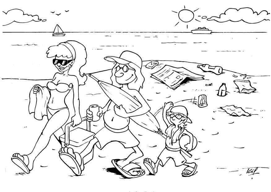 dejar basura en la playa Dibujo para colorear dejar basura en la playa