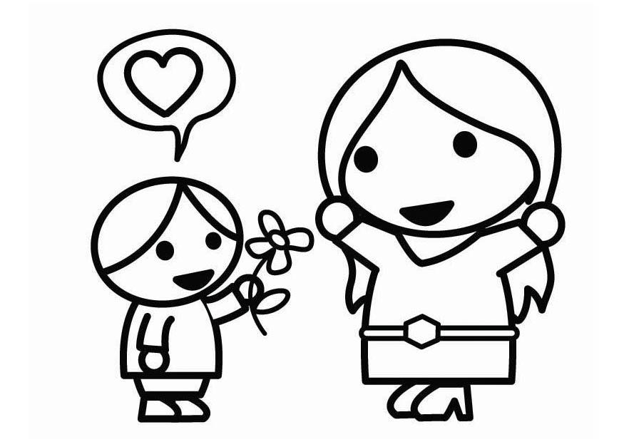 dAa de la madre con hijo Dibujo para colorear dAa de la madre con hijo