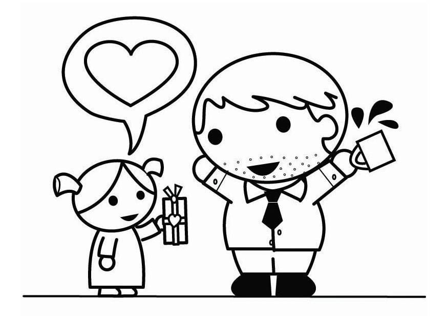 dAa del padre con hija Dibujo para colorear dAa del padre con hija