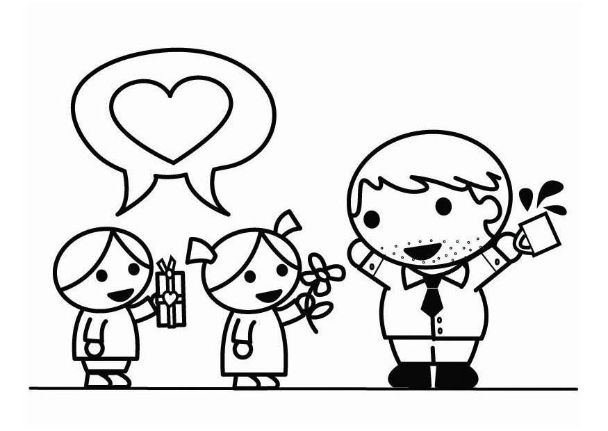 dAa del padre con hijo e hija Dibujo para colorear dAa del padre con hijo e hija