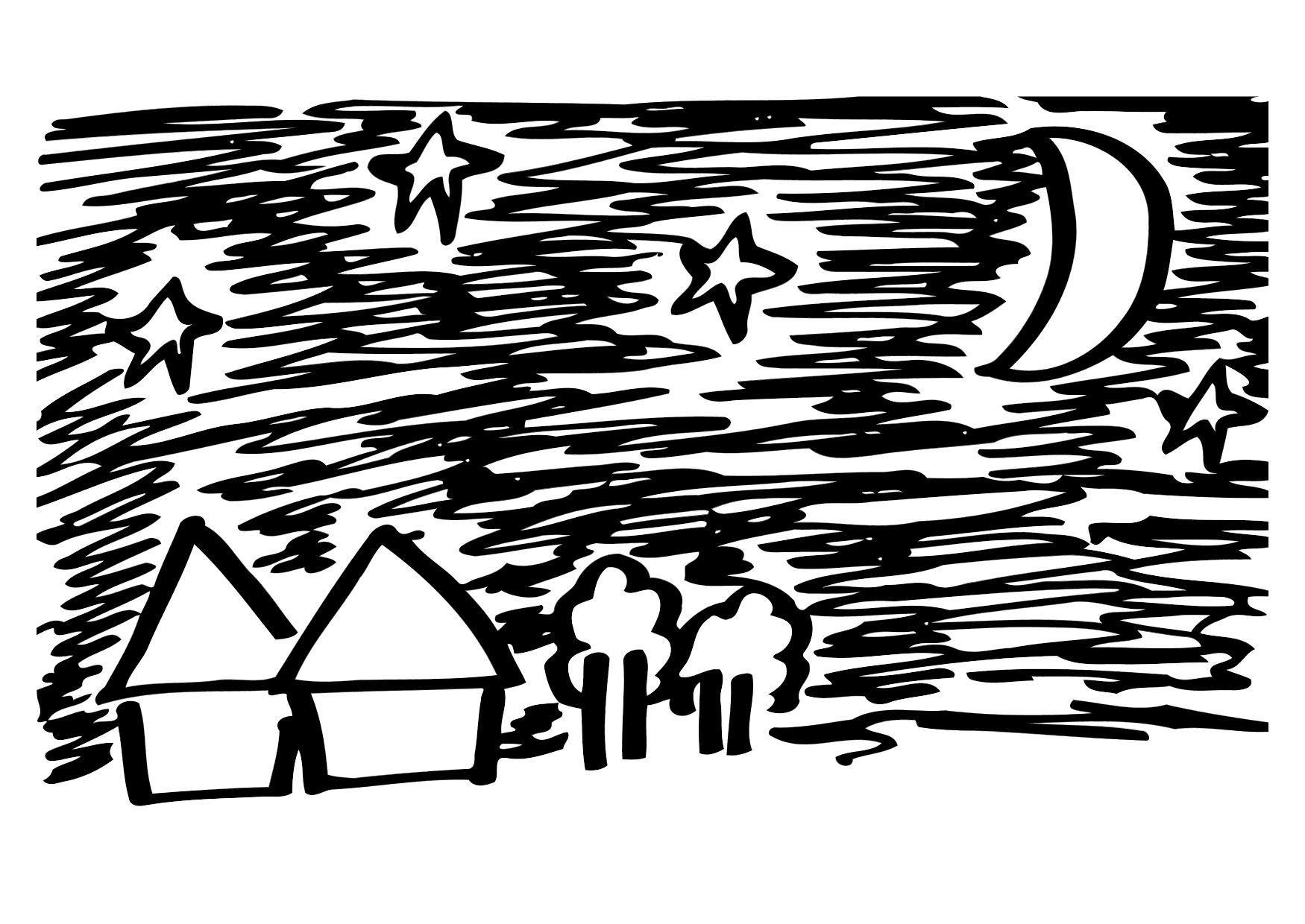 Dibujo para colorear 01a. noche