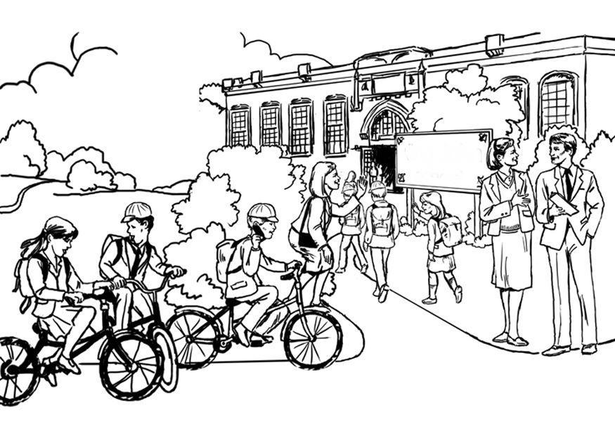 Dibujo para colorear a la escuela - educaciA³n primaria