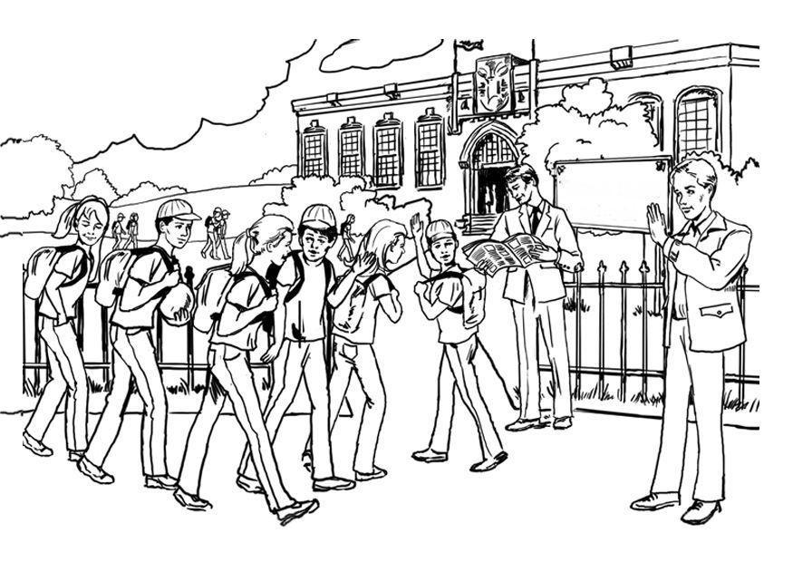Dibujo para colorear a la escuela - educaciA³n secundaria