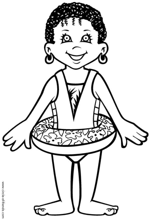 Dibujo para colorear abebi nadando