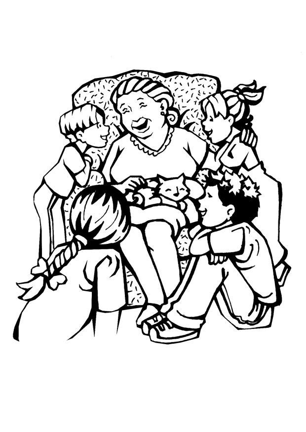 Dibujo para colorear abuela - dA­a de la madre