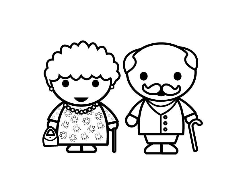 Dibujo para colorear abuela y abuelo