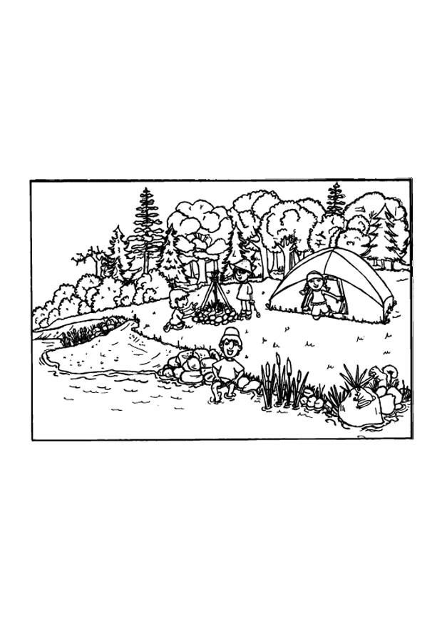 Dibujo para colorear acampar
