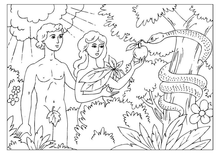 Dibujo para colorear adA¡n y eva