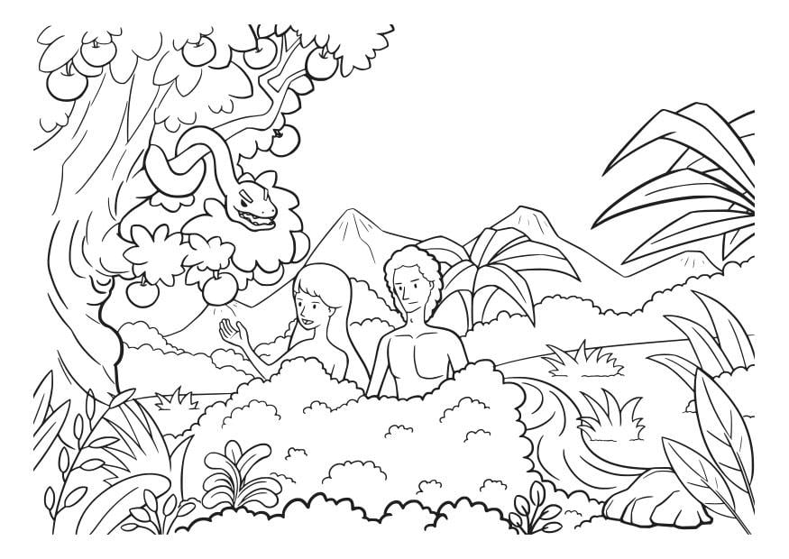 Dibujo para colorear adA¡n y eva