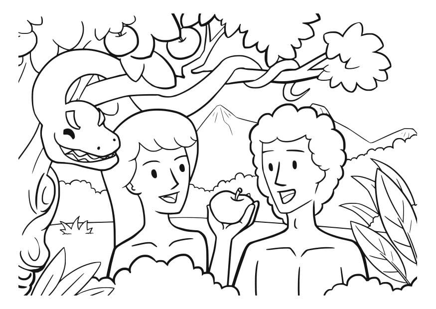 Dibujo para colorear adA¡n y eva