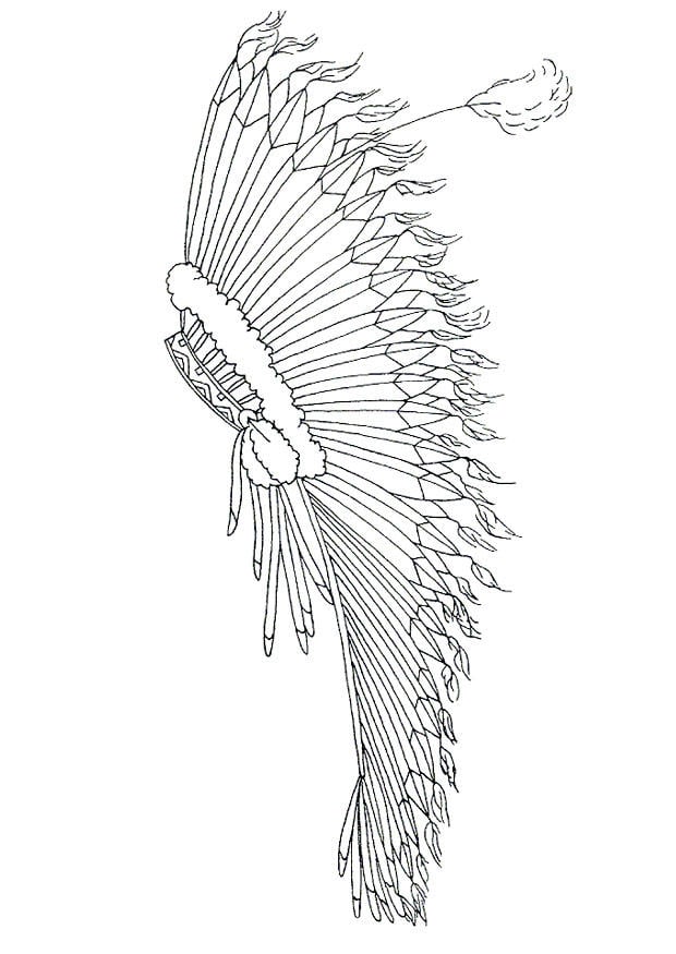 Dibujo para colorear adorno para la cabeza con plumas