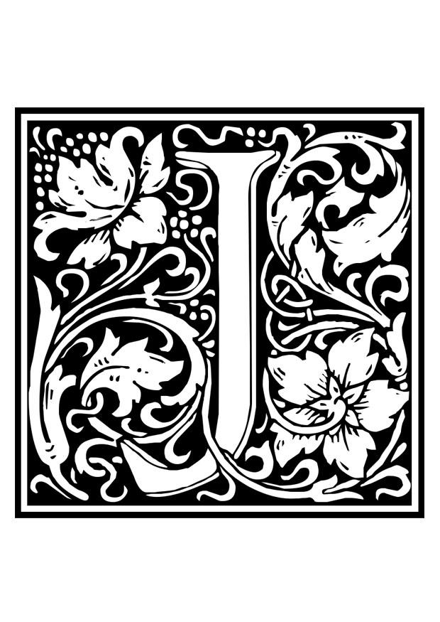 Dibujo para colorear alfabeto decorativo - j