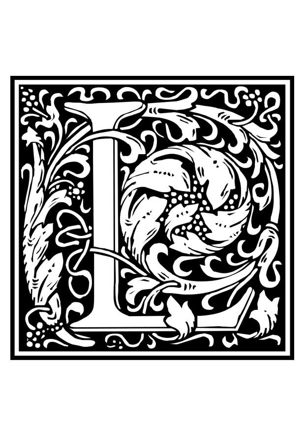Dibujo para colorear alfabeto decorativo - l