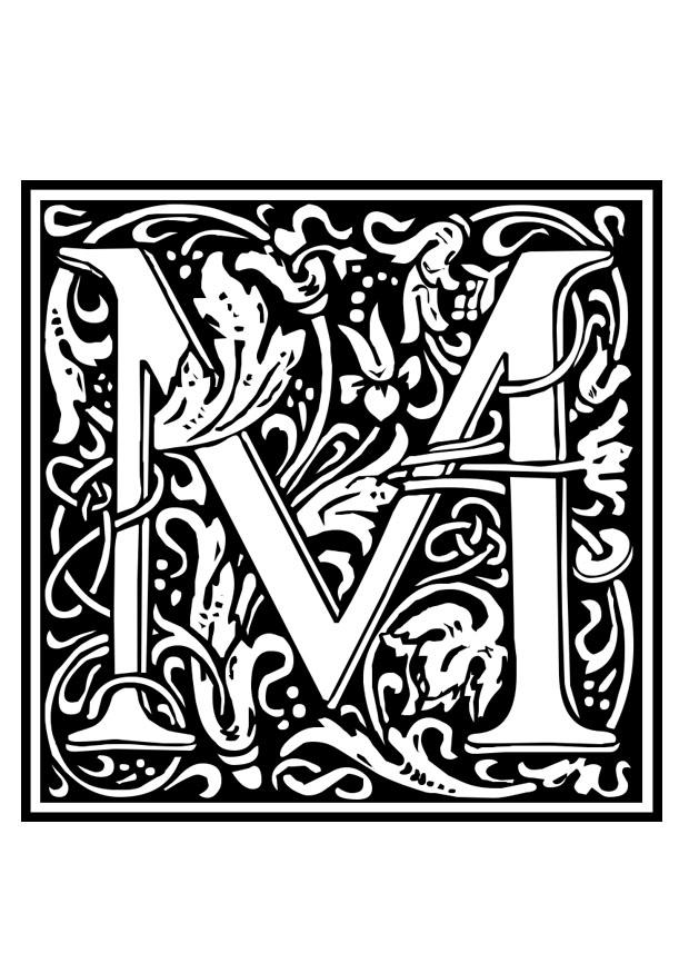 Dibujo para colorear alfabeto decorativo - m