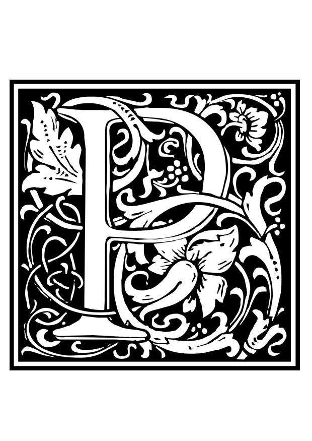 Dibujo para colorear alfabeto decorativo - p