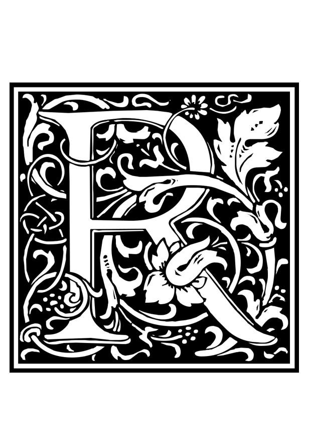 Dibujo para colorear alfabeto decorativo - r