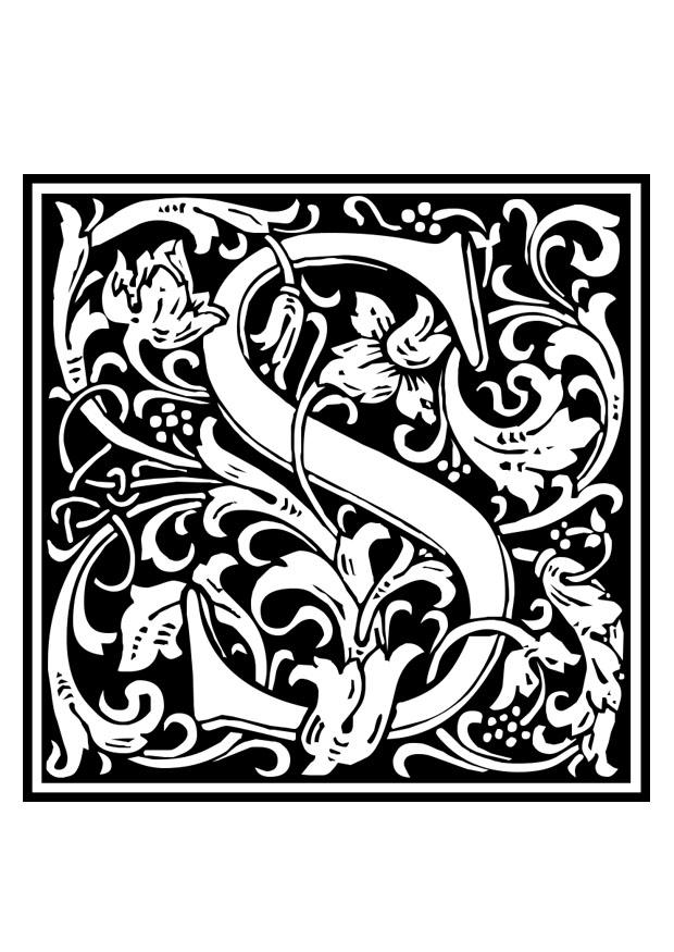 Dibujo para colorear alfabeto decorativo - s