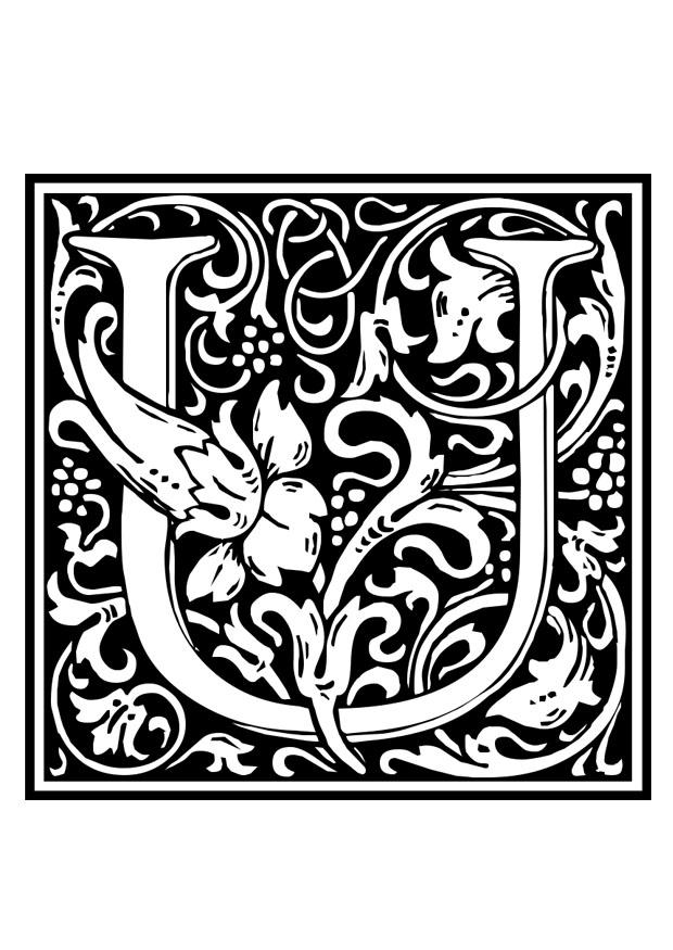 Dibujo para colorear alfabeto decorativo - u