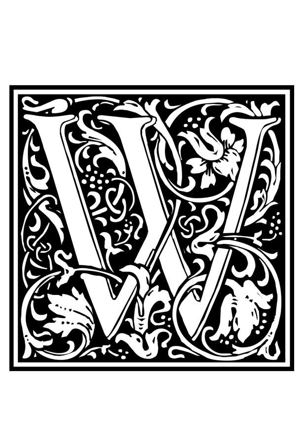 Dibujo para colorear alfabeto decorativo - w