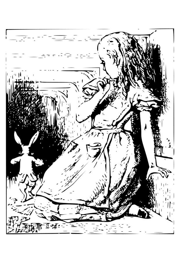 Dibujo para colorear alicia en el paA­s de las maravillas - en el tunel