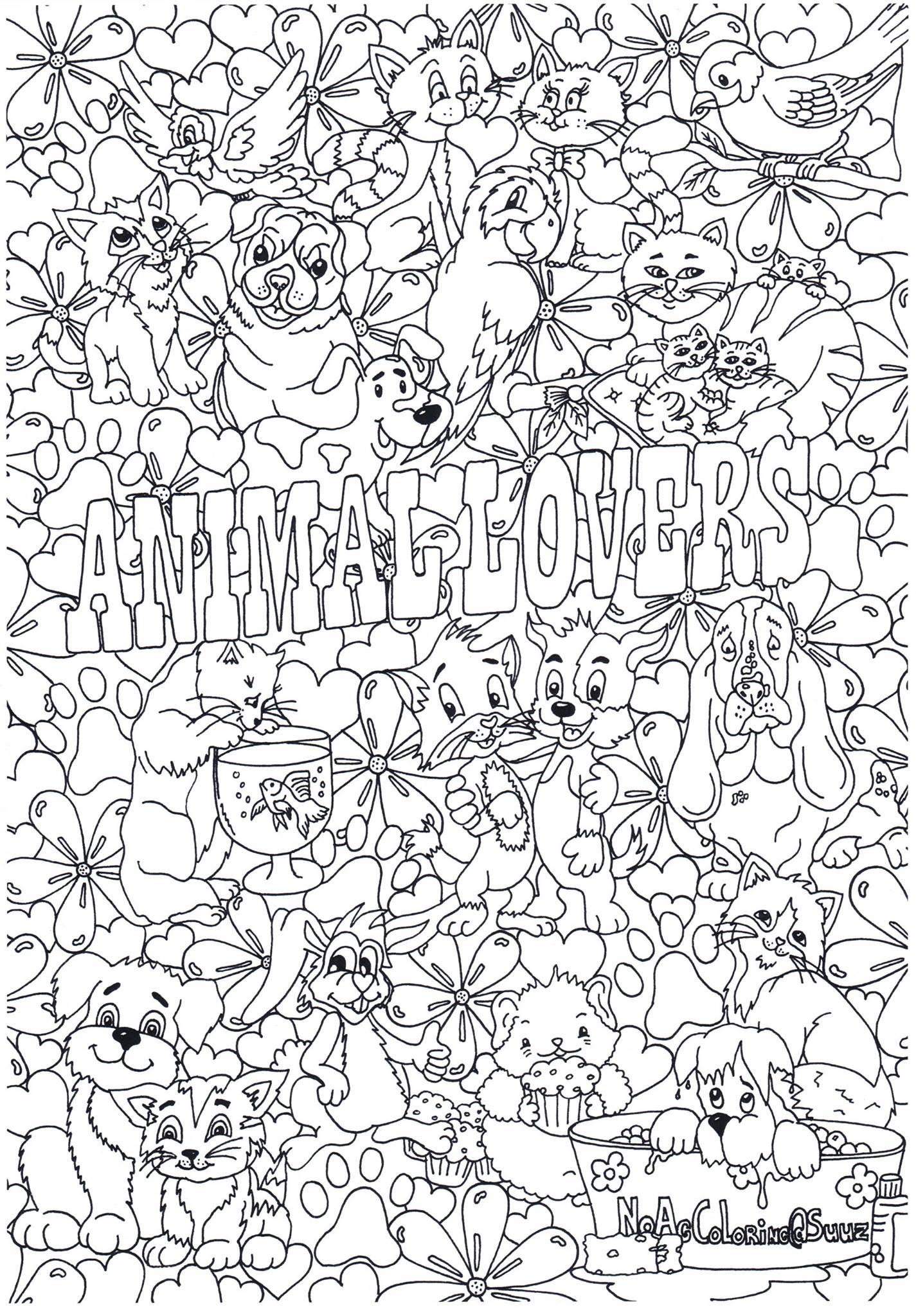 Dibujo para colorear amantes de los animales