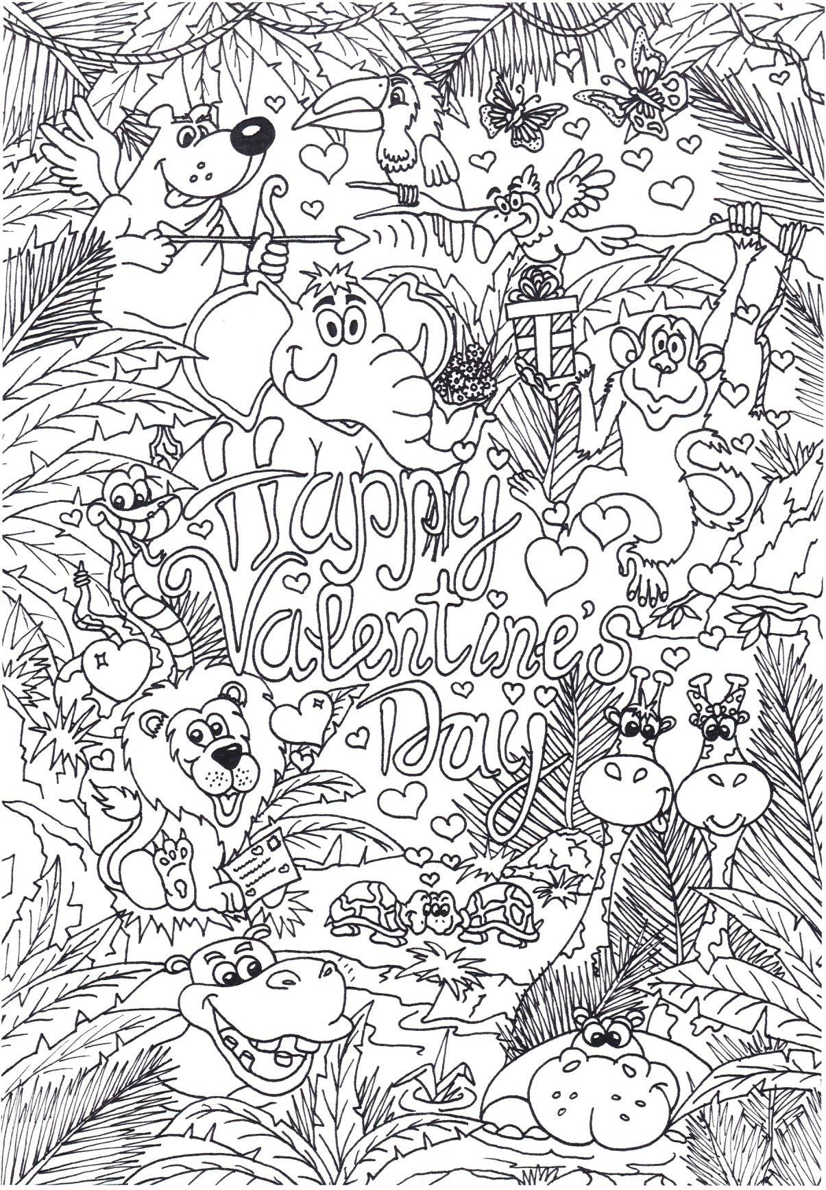 Dibujo para colorear animales de san valentA­n