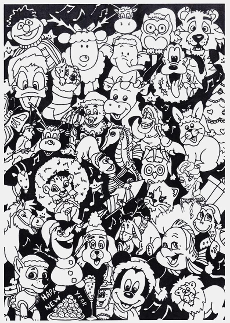 Dibujo para colorear animales navidenos disney