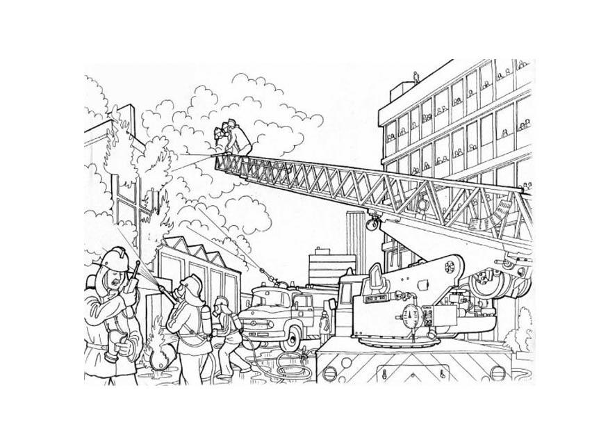 Dibujo para colorear apagar un incendio