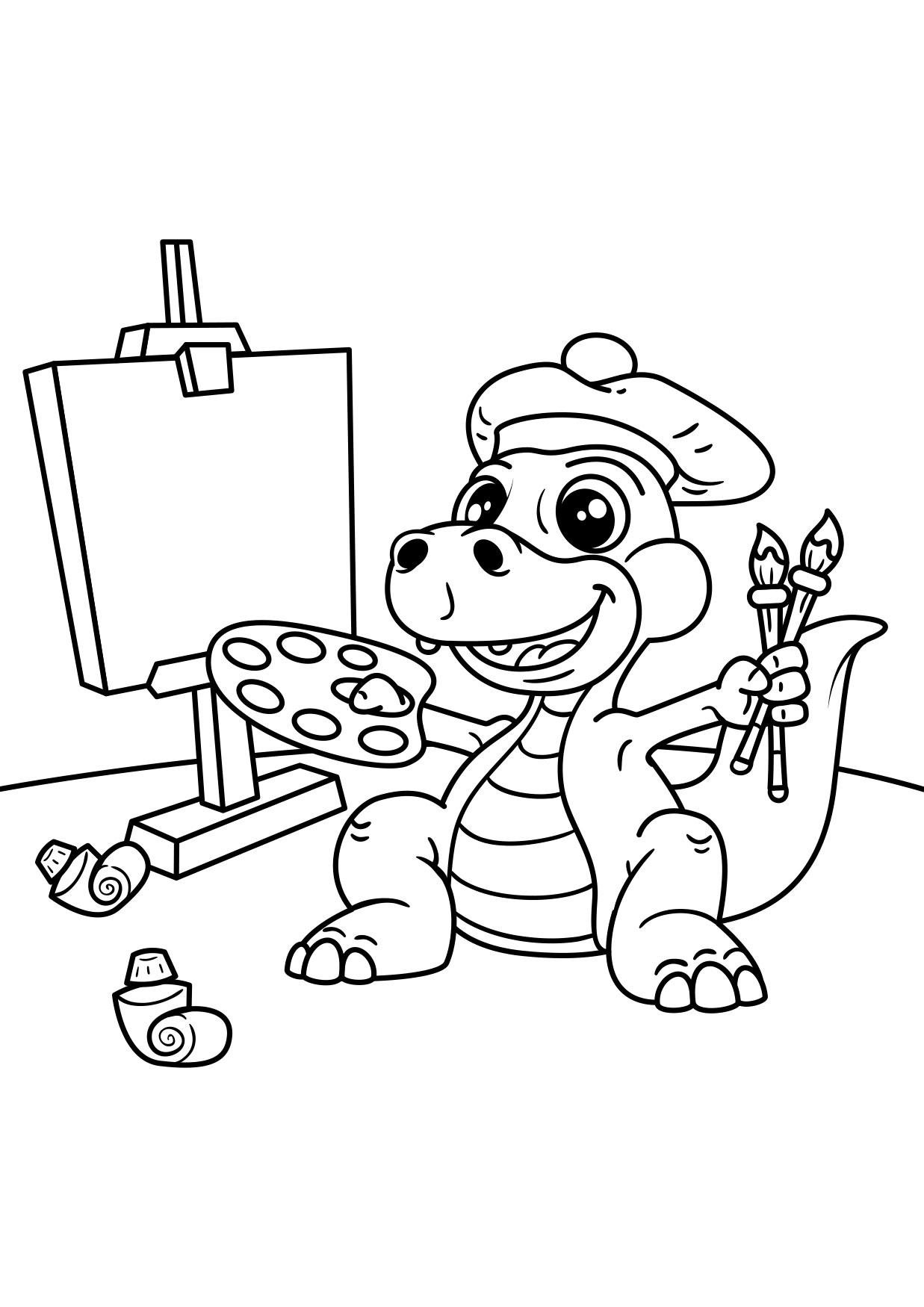 Dibujo para colorear artista dinosaurio