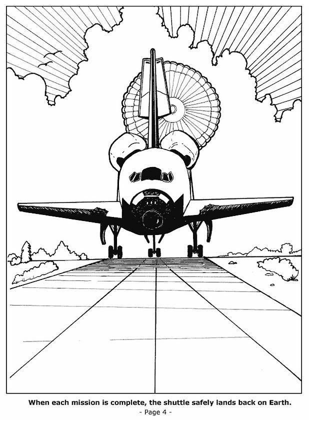 Dibujo para colorear aterrizaje de nave espacial