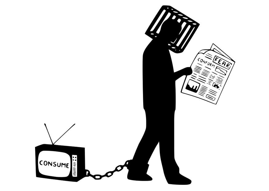 Dibujo para colorear atrapado por los medios
