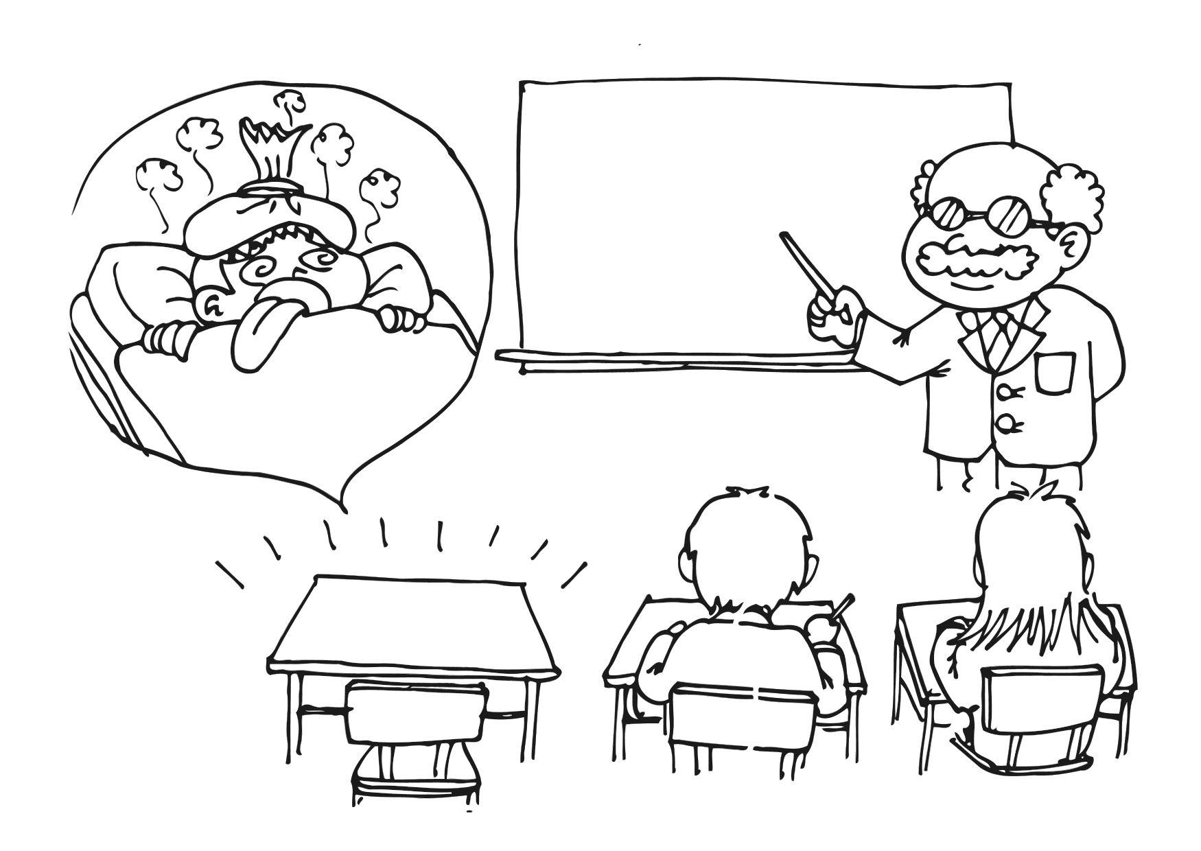 Dibujo para colorear ausente por enfermedad